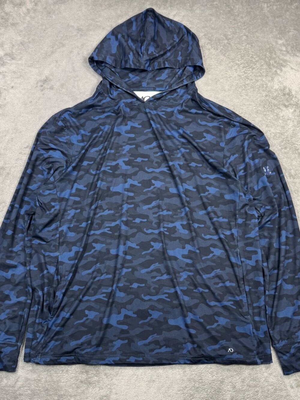 Anderson Ord Performance Camo Hoodie Mens XL Golf Stretch Pockets Blue Pullover